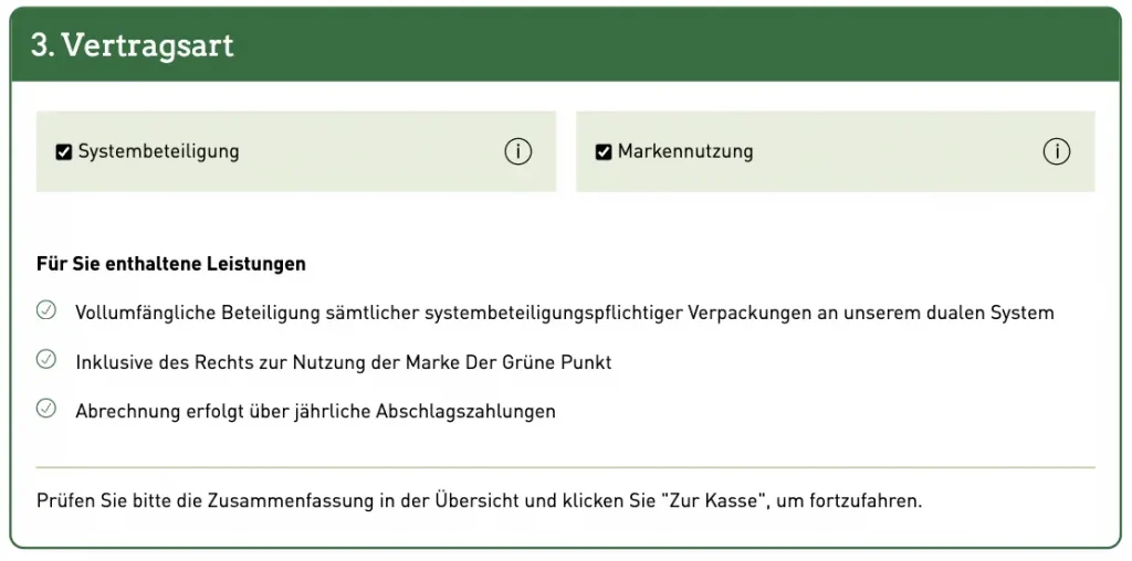 Grüner Punkt Registrierung Schritt 3