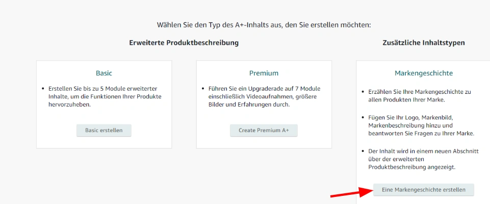 Amazon Brand Story auswählen