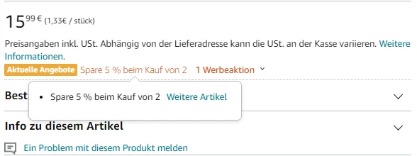 Amazon Werbeaktion Beispiel Detailsseite