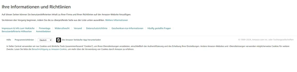 Ihre Informationen und Richtlinien Landingpage