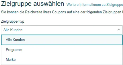 Amazon Coupon Zielgruppe auswählen